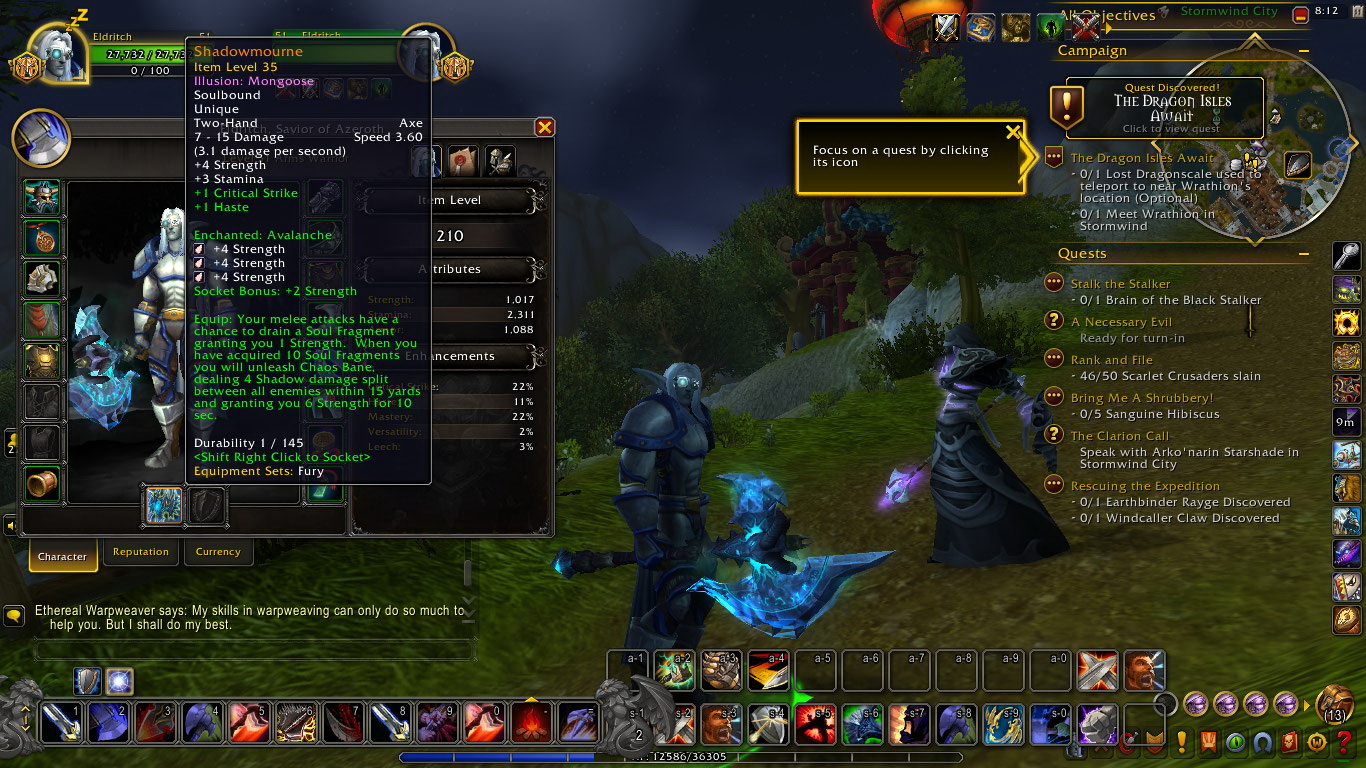 WoW Nigthelf Eldritch Shadowmourne скриншот од лична архива на Иван Стојановски